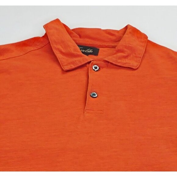 Tasso Elba Size Medium Mens Orange Short Sleeve Spread Collar Cotton Polo - Picture 9 of 9